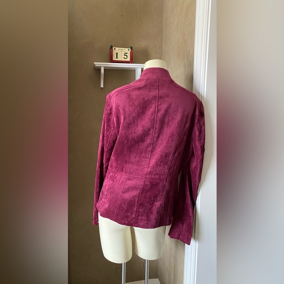 db( Dressbarn) Womens Blazer Jacket Maroon Hook Closure Soft Fit/Flare, M - Picture 3 of 16